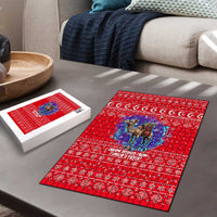 Tunisia Christmas Puzzle with Desert Camel Crescent Snowflake Pattern and National Emblem - Wonder Print Shop