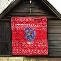 Tunisia Christmas Quilt with Desert Camel Crescent Snowflake Pattern and National Emblem - Wonder Print Shop