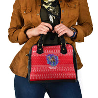Tunisia Christmas Shoulder Handbag with Desert Camel Crescent Snowflake Pattern and National Emblem - Wonder Print Shop