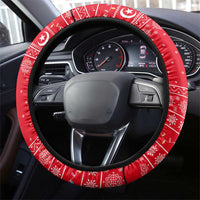 Tunisia Christmas Steering Wheel Cover with Desert Camel Crescent Snowflake Pattern and National Emblem - Wonder Print Shop
