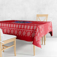 Tunisia Christmas Tablecloth with Desert Camel Crescent Snowflake Pattern and National Emblem - Wonder Print Shop