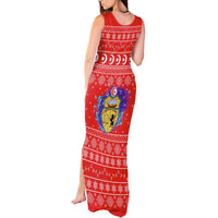 Tunisia Christmas Tank Maxi Dress with Desert Camel Crescent Snowflake Pattern and National Emblem - Wonder Print Shop