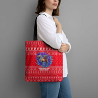 Tunisia Christmas Tote Bag with Desert Camel Crescent Snowflake Pattern and National Emblem - Wonder Print Shop