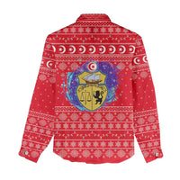 Tunisia Christmas Women Casual Shirt with Desert Camel Crescent Snowflake Pattern and National Emblem - Wonder Print Shop