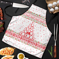 Tunisia Christmas Apron with Red Falcon Tree White Snowflake Pattern and Festive Borders - Wonder Print Shop