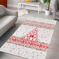 Tunisia Christmas Area Rug with Red Falcon Tree White Snowflake Pattern and Festive Borders - Wonder Print Shop
