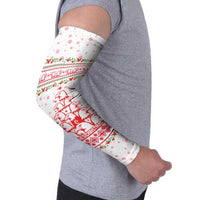 Tunisia Christmas Arm Sleeves with Red Falcon Tree White Snowflake Pattern and Festive Borders - Wonder Print Shop