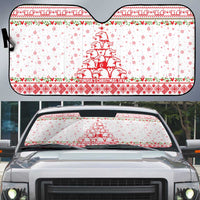 Tunisia Christmas Auto Sun Shade with Red Falcon Tree White Snowflake Pattern and Festive Borders - Wonder Print Shop