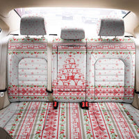 Tunisia Christmas Back Car Seat Cover with Red Falcon Tree White Snowflake Pattern and Festive Borders - Wonder Print Shop