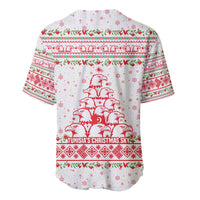 Tunisia Christmas Baseball Jersey with Red Falcon Tree White Snowflake Pattern and Festive Borders - Wonder Print Shop