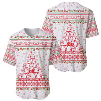 Tunisia Christmas Baseball Jersey with Red Falcon Tree White Snowflake Pattern and Festive Borders - Wonder Print Shop