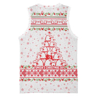 Tunisia Christmas Basketball Jersey with Red Falcon Tree White Snowflake Pattern and Festive Borders - Wonder Print Shop