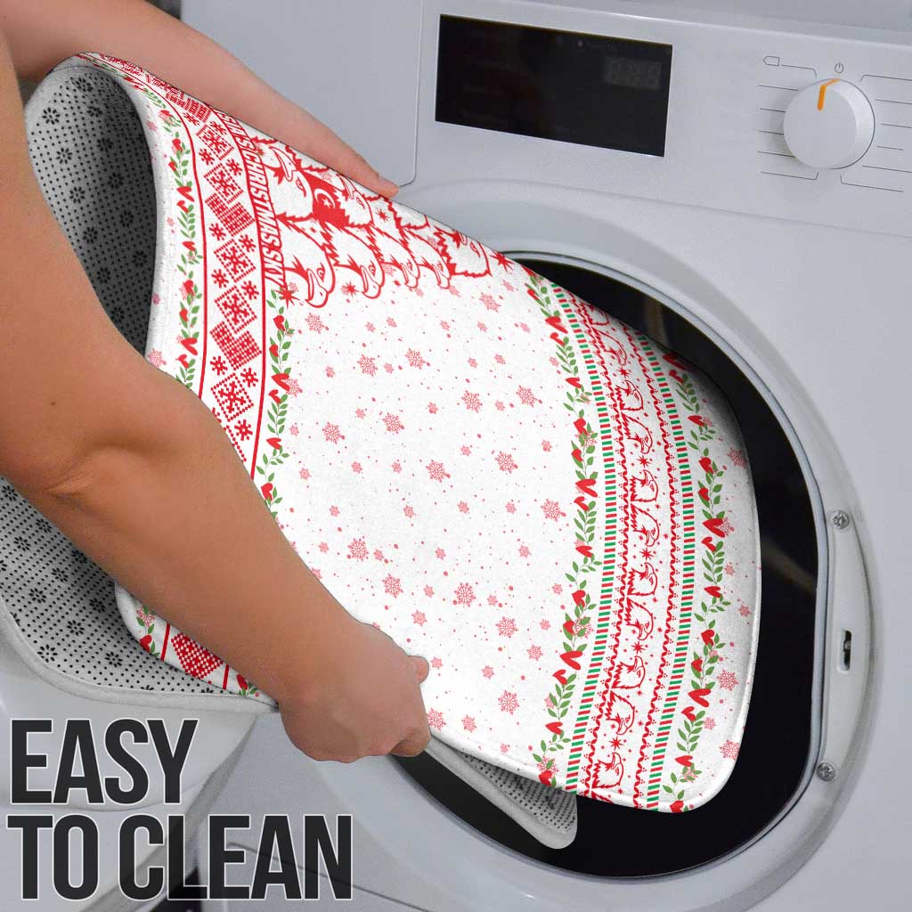 Tunisia Christmas Bathroom Set with Red Falcon Tree White Snowflake Pattern and Festive Borders - Wonder Print Shop