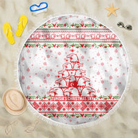 Tunisia Christmas Beach Blanket with Red Falcon Tree White Snowflake Pattern and Festive Borders - Wonder Print Shop