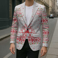 Tunisia Christmas Blazer with Red Falcon Tree White Snowflake Pattern and Festive Borders - Wonder Print Shop