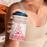 Tunisia Christmas 4 in 1 Can Cooler Tumbler with Red Falcon Tree White Snowflake Pattern and Festive Borders - Wonder Print Shop