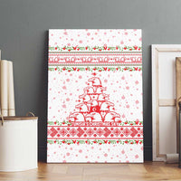Tunisia Christmas Canvas Wall Art with Red Falcon Tree White Snowflake Pattern and Festive Borders - Wonder Print Shop