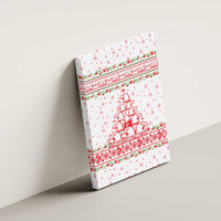 Tunisia Christmas Canvas Wall Art with Red Falcon Tree White Snowflake Pattern and Festive Borders - Wonder Print Shop