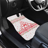 Tunisia Christmas Car Mats with Red Falcon Tree White Snowflake Pattern and Festive Borders - Wonder Print Shop