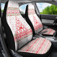 Tunisia Christmas Car Seat Cover with Red Falcon Tree White Snowflake Pattern and Festive Borders - Wonder Print Shop