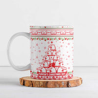 Tunisia Christmas Ceramic Mug with Red Falcon Tree White Snowflake Pattern and Festive Borders - Wonder Print Shop