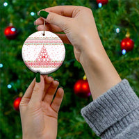 Tunisia Christmas Ceramic Ornament with Red Falcon Tree White Snowflake Pattern and Festive Borders - Wonder Print Shop
