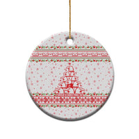 Tunisia Christmas Ceramic Ornament with Red Falcon Tree White Snowflake Pattern and Festive Borders - Wonder Print Shop
