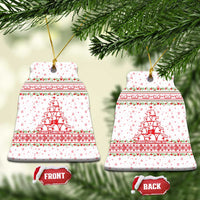 Tunisia Christmas Ceramic Ornament with Red Falcon Tree White Snowflake Pattern and Festive Borders - Wonder Print Shop