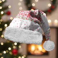 Tunisia Christmas Santa Hat with Red Falcon Tree White Snowflake Pattern and Festive Borders - Wonder Print Shop