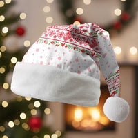 Tunisia Christmas Santa Hat with Red Falcon Tree White Snowflake Pattern and Festive Borders - Wonder Print Shop