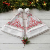 Tunisia Christmas Santa Hat with Red Falcon Tree White Snowflake Pattern and Festive Borders - Wonder Print Shop