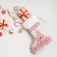 Tunisia Christmas Stocking with Red Falcon Tree White Snowflake Pattern and Festive Borders - Wonder Print Shop