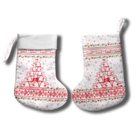 Tunisia Christmas Stocking with Red Falcon Tree White Snowflake Pattern and Festive Borders - Wonder Print Shop