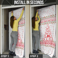 Tunisia Christmas Door Cover with Red Falcon Tree White Snowflake Pattern and Festive Borders - Wonder Print Shop