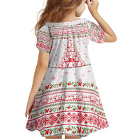 Tunisia Christmas Family Matching Mermaid Dress and Hawaiian Shirt with Red Falcon Tree White Snowflake Pattern and Festive Borders - Wonder Print Shop