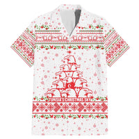 Tunisia Christmas Family Matching Mermaid Dress and Hawaiian Shirt with Red Falcon Tree White Snowflake Pattern and Festive Borders - Wonder Print Shop