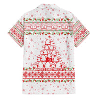 Tunisia Christmas Family Matching Off The Shoulder Long Sleeve Dress and Hawaiian Shirt with Red Falcon Tree White Snowflake Pattern and Festive Borders - Wonder Print Shop