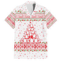 Tunisia Christmas Family Matching Short Sleeve Bodycon Dress and Hawaiian Shirt with Red Falcon Tree White Snowflake Pattern and Festive Borders - Wonder Print Shop