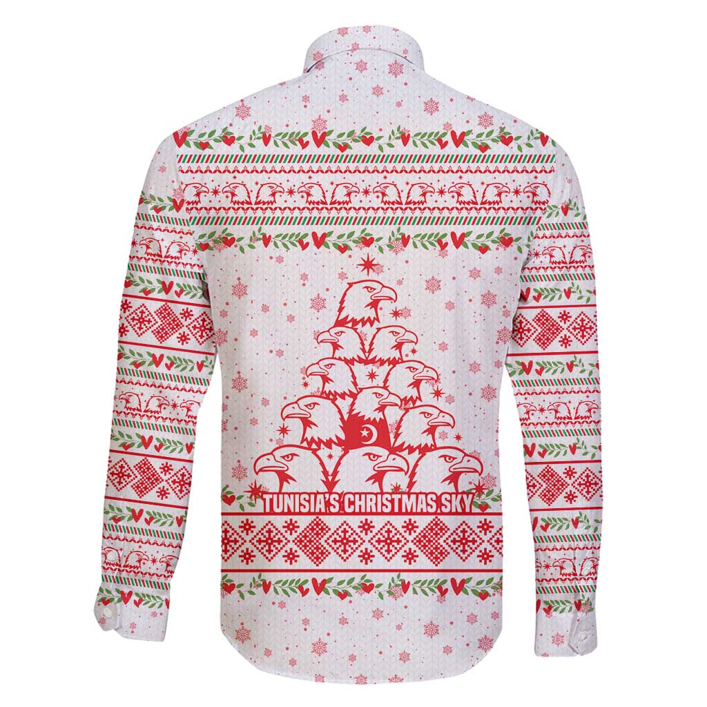 Tunisia Christmas Family Matching Summer Maxi Dress and Hawaiian Shirt with Red Falcon Tree White Snowflake Pattern and Festive Borders - Wonder Print Shop