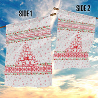 Tunisia Christmas Garden Flag with Red Falcon Tree White Snowflake Pattern and Festive Borders - Wonder Print Shop