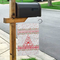 Tunisia Christmas Garden Flag with Red Falcon Tree White Snowflake Pattern and Festive Borders - Wonder Print Shop