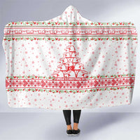 Tunisia Christmas Hooded Blanket with Red Falcon Tree White Snowflake Pattern and Festive Borders - Wonder Print Shop