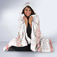 Tunisia Christmas Hooded Blanket with Red Falcon Tree White Snowflake Pattern and Festive Borders - Wonder Print Shop