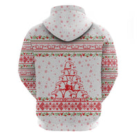 Tunisia Christmas Hoodie with Red Falcon Tree White Snowflake Pattern and Festive Borders - Wonder Print Shop