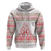 Tunisia Christmas Hoodie with Red Falcon Tree White Snowflake Pattern and Festive Borders - Wonder Print Shop