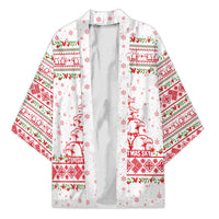 Tunisia Christmas Kimono with Red Falcon Tree White Snowflake Pattern and Festive Borders - Wonder Print Shop