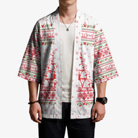 Tunisia Christmas Kimono with Red Falcon Tree White Snowflake Pattern and Festive Borders - Wonder Print Shop