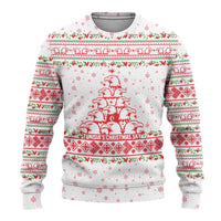 Tunisia Christmas Ugly Christmas Sweater with Red Falcon Tree White Snowflake Pattern and Festive Borders - Wonder Print Shop