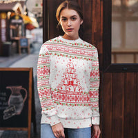 Tunisia Christmas Ugly Christmas Sweater with Red Falcon Tree White Snowflake Pattern and Festive Borders - Wonder Print Shop