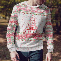 Tunisia Christmas Ugly Christmas Sweater with Red Falcon Tree White Snowflake Pattern and Festive Borders - Wonder Print Shop